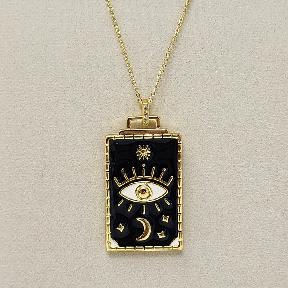 Live By The Moon Evil Eye Tarot Card Necklace - Picture 7 of 9